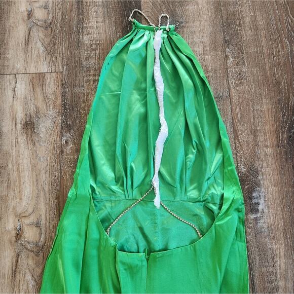 Retrofete Margot Dress Green Size Medium Silk Blend Open Back NWT - Picture 8 of 14
